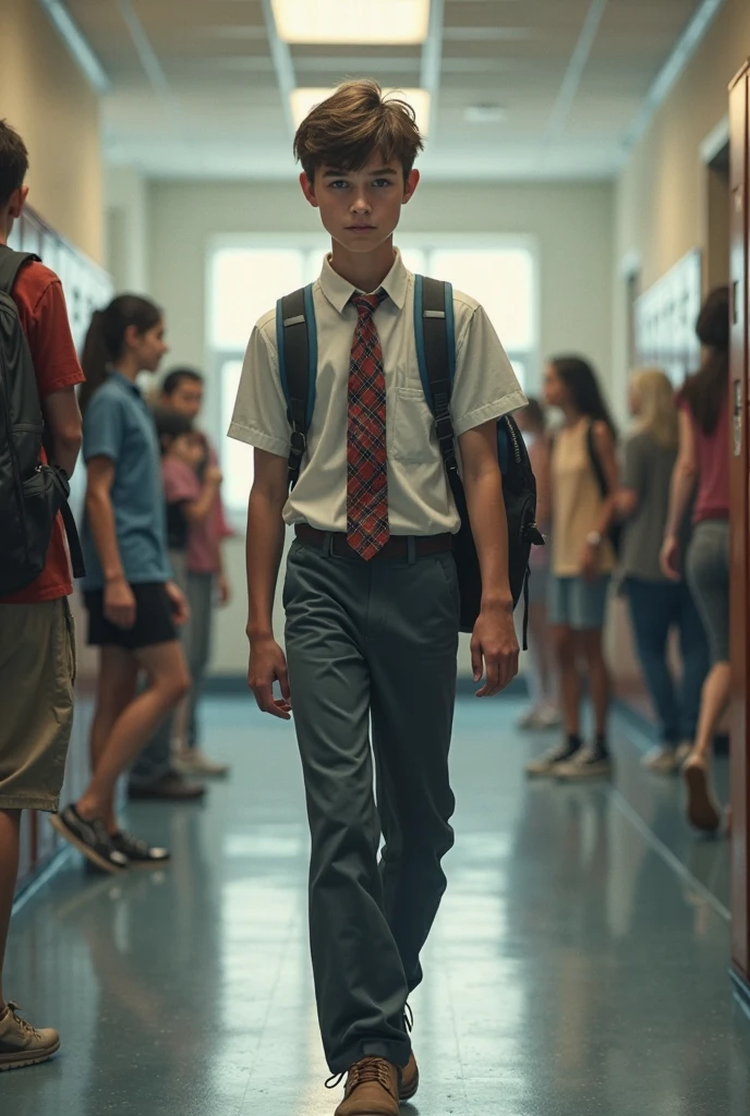 A age boy who just pooped his pants during class with all the students looking at him, poop in his pants