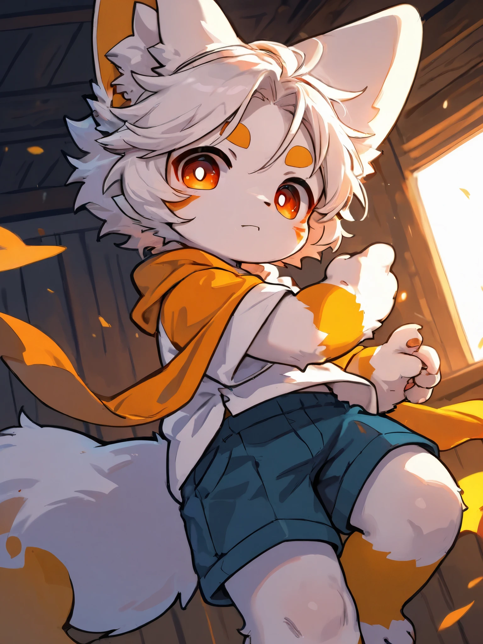 kemoshota, best quality,best resolution,(fluffy anthro furry :1.6),(young :1.6),  dog shota, dachshund, white fur, naked, heavy breath, plenty drool, dynamic angle, 6 year old boy,Masterpiece,cub,best resolution, white hair boy, ears, tail, pubic fur, sweating, full face blush, naked towel, Solo, kemono, blushes, look at camera, smile open mouth, standing on mouth, view from mountain, cloud fog background, sunrise time, tony tony chopper, beautiful contrast of light and dark, tiny small flaccid phimosis