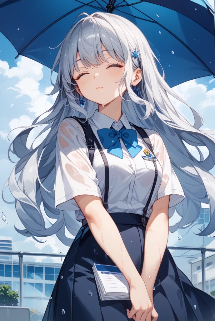 One Girl、blush、Embarrassed look、Perfect Anatomy、Long Hair、Small breasts、(((White student sailor uniform、Dark navy blue pleated student mini skirt、Black knee socks)))、((Hair tousled by the wind、Messy Hair、Broken hairstyle))、(((The wind blows up my skirt:1.3、White panties、Cute ass)))、Pay attention to the butt、Professional Lighting, Film Grain, chromatic aberration, (Eye and facial details:1.0), (Bokeh:1.1)、software:1.5)))、 Highest quality, 8k, 20talent