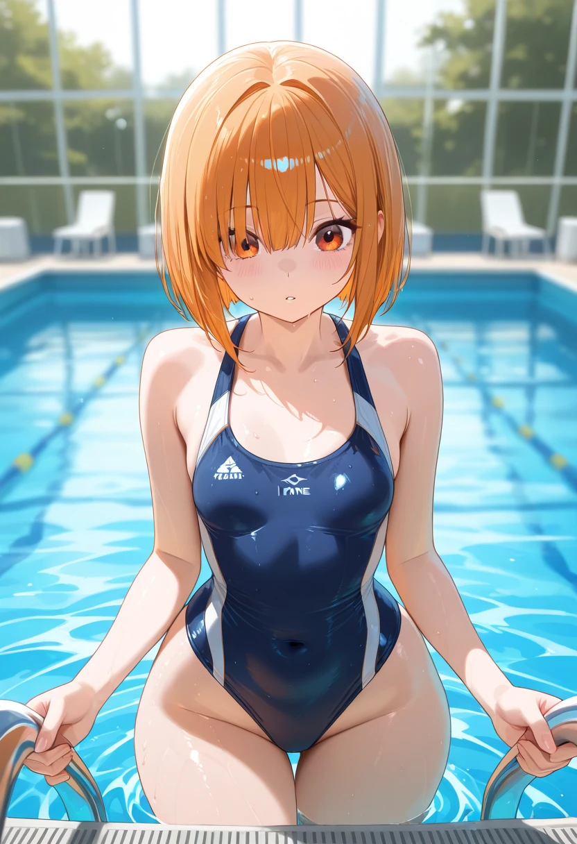 pieces fly、masterpiece、highest quality、Super detailed、High resolution、High resolution、8K portrait、High resolution CG of Unity 8k wallpaper、unity 8k wallpaper、cute:1.5、slender body:1.5、Highly detailed CG unity 8k wallpaper、realistic、real person、cute、 portrait photography、shiny skin、High resolution、Orange Bob Hair、(16 years old:1.2)、(1 girl)、(school poolside:1.6)、perfect face, seriously, (blush:1.5),((tits topless:1.5)), (midium breasts:0.8),(((I have nipples))),((Orgasm in the vagina:1.5)),(M-shaped spread legs:1.2),(knees up:1.3),(spread legs:1.2),(green ribbon)