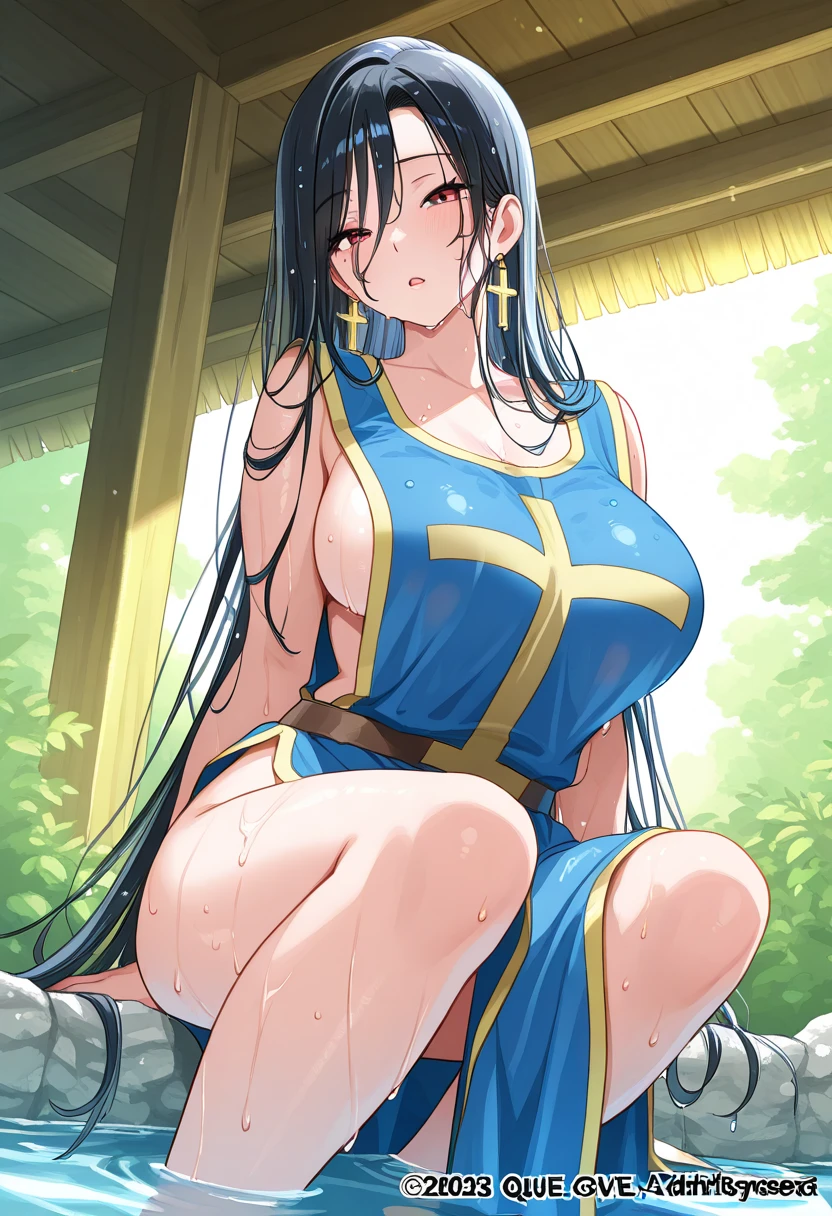 Emphasizing the crotch, huge breasts, poses that emphasize the genitals, thick hair, pubic hair, kimono, very long black hair, young girl, squatting, girl seen from the floor,View from below, armpit hair, embarrassed face, so much semen on her chest that it covers her breasts