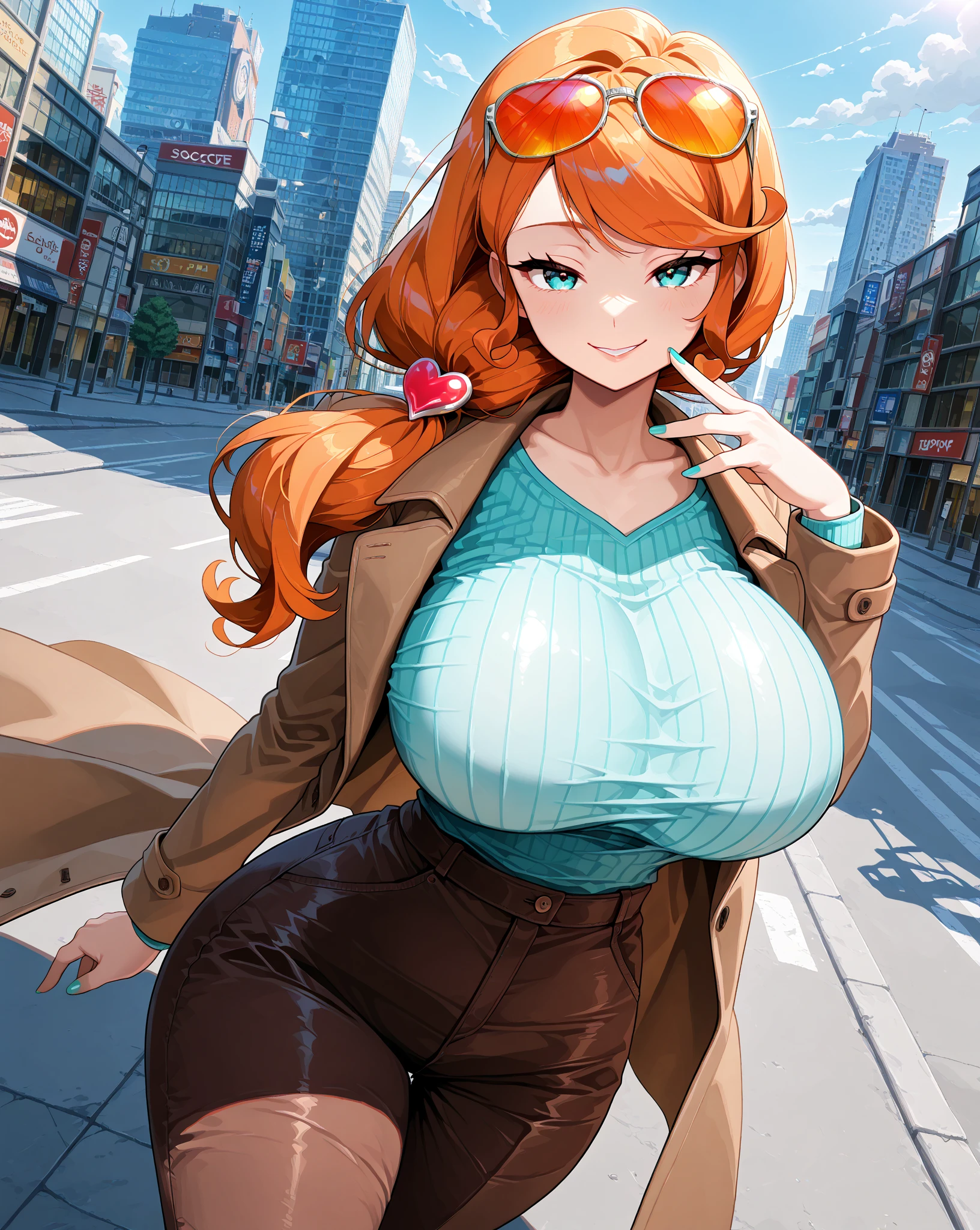 ((furry: 1.2)), (furry, anthropomorphic cow, best quality: 1.2)), ( on a crowded train.)). ((wearing a white open silk shirt: 1.5.)). 40k, ((anthropomorphic cow)), masterpiece, best quality, cyberpunk metro background, ((1 anthropomorphic cow cybernetic eyes and beautiful red hair, she wears glasses on her beautiful face, naughty smile)). Big ass, big soft breasts and white skin, varied poses. ((Huge breasts:1.4)), ((very soft breasts)), ((large and protruding areola)). ((anthropomorphic cow)), ((furry)), detailed eyes. in a crowded train station. (mini jean shorts). ((she's wet)))