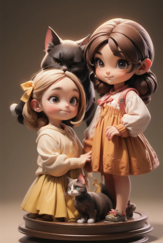 Imaginary friend of curious girl, Cute girl 6 years old, Children's stories, White background, Various expressions