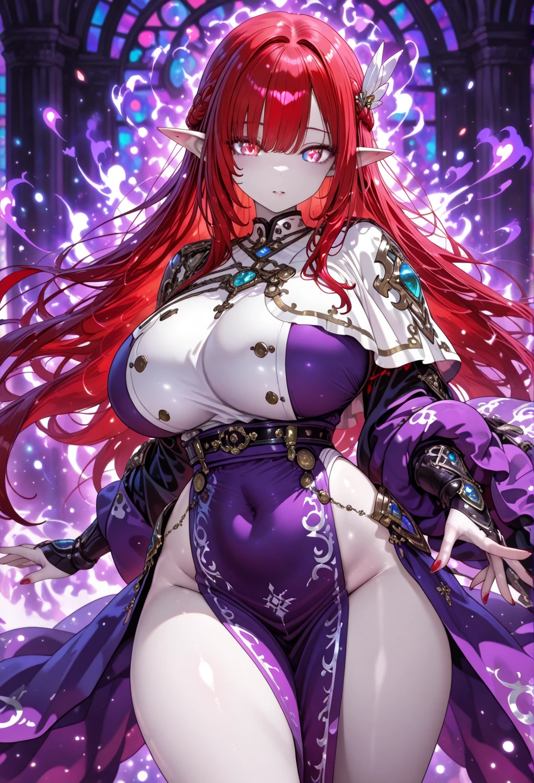 ((vulgarity)),((anime moe artstyle)),((Masterpiece)), (Best Quality), (Super Detail), Illustration, (((Very Delicate and Beautiful))),Dynamic Angle,Looking at viewer,((((Solo)))),(((Full body))),(((blush))),(Amber eyes),Sharp eyes,Detailed Face, Long Eyelashes,Bone color Hair,Straight Hair,((Very Long Hair)),Bangs between eyes,((((gigantic breasts)))),cleavage,((skindentation)),curvy,cushart krenz key art feminine, official character art, game art!!,inspired by Hirosada II, high quality anime artstyle, humanoid pink female squid girl, twinswords