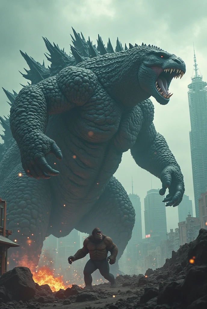 Make a video with 2:43 telling the story of the movie Godzilla and Kong the new empire 