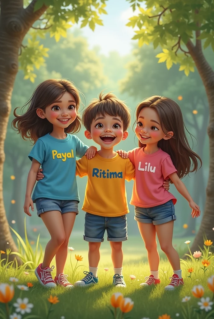 A boy sitting in the chair having written 'chetan' in tshirt and add a girl having written 'aneeta' in Shirt they both should look like boyfriend and girlfriend name that written in shirt should look clearly should look like more older show the name clearly