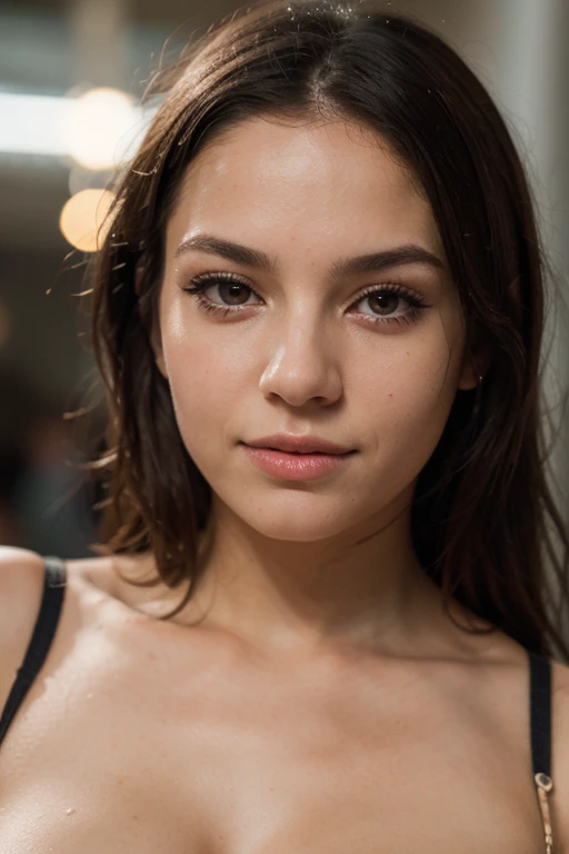 1girll, Beautiful girl, wears glasses, Brown skin, A small mole on the right cheek, Half body, Body length 150 cm, 20 years old, Brown-skinned girl, .(Short black hair, Street hairstyle) , (Black eyes), Realistic eyes, Beautiful and big eyes), Sexy clothes, Small breasts, (8K wallpaper), (Stage wallpaper) 8K, High quilt, Realistic, Beautiful reality, Cool details, RAW photo, realistic dress, Short hair, Black hair, photo-realistic hair, Bright and cool lighting, photograph realistic, cel-shaded, Gel illumination, hyper-detailing,exposed