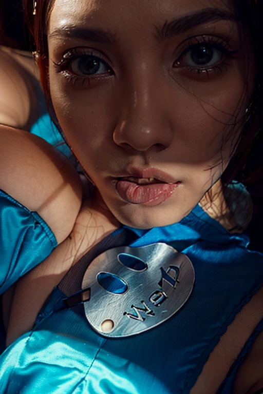 (masterpiece:1.4),(Highest quality:1.4),超High resolution,((Detailed facial features)),High resolution,8k resolution,One girl,blue sky,(Shiny),street,shirt,Earrings,Large Breasts, Wet Skin,(Knee socks:1.3),View your viewers,Fits perfectly to the skin
