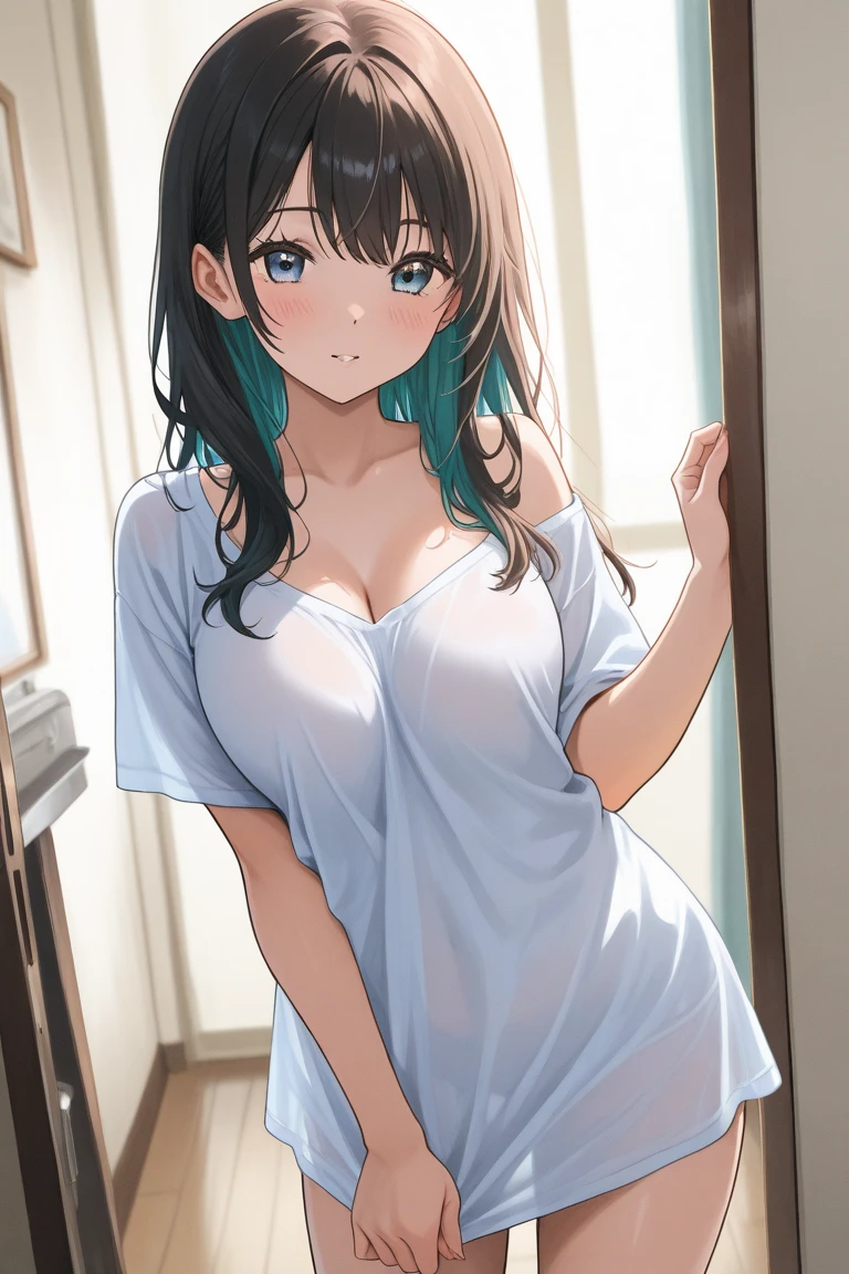 masterpiece, best quality, 1girl, leaning forward, solo, lactating into cup, <lora:Lactation:0.9>