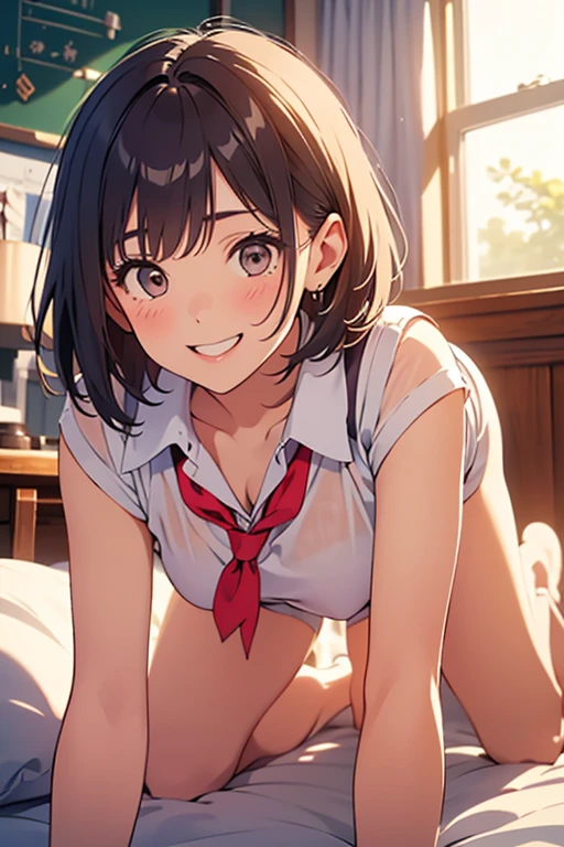Mirai Kasuga (Idol Master), (highest quality, 8k, masterpiece, Very detailed:1.4), (Lens flare, Particles of light, Shine), Big Breasts, smile, Open your mouth, masterpiece, highest quality, Very detailed, High resolution, Very detailedなCG, masterpiece, Official Art, From below, ((Completely naked)), ((Browsing Caution)), Perfect body, (Spread your legs),Please stretch your legs and rest..........., Sleep on your back, (Embarrassing:1.3), (blush:1.2), (orgasm:1.4), Open your mouth, (shout:1.1), (Move a row:1.1), Sweat, Heavy breathing, Expansion Division, penis, Sex, Sex with men, {{Amazon Location}}, night, Bedroom, White sheets, pillow,