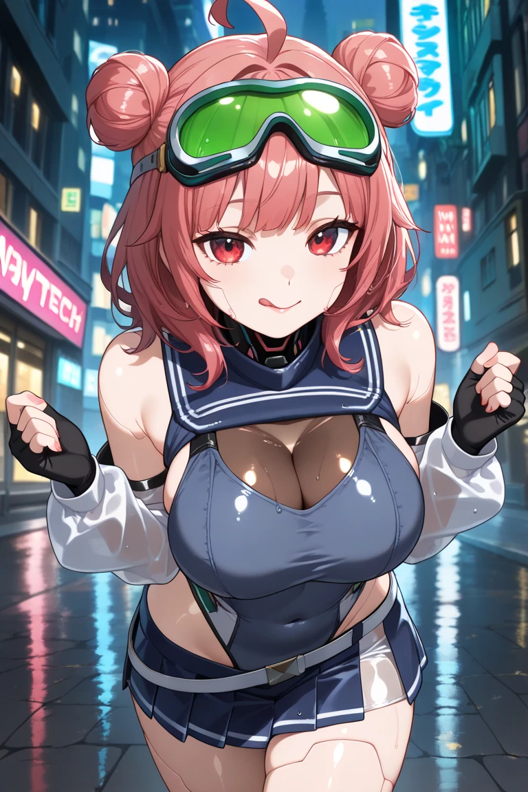 Anime illustration、highest quality、Fantasy、Voluptuous Companion、Red Hair、carnival、stall、Xenoblade Chronicles 2、Homura、Big Breasts、Thick legs、Beautiful, shining eyes、smile、Noise Reduction