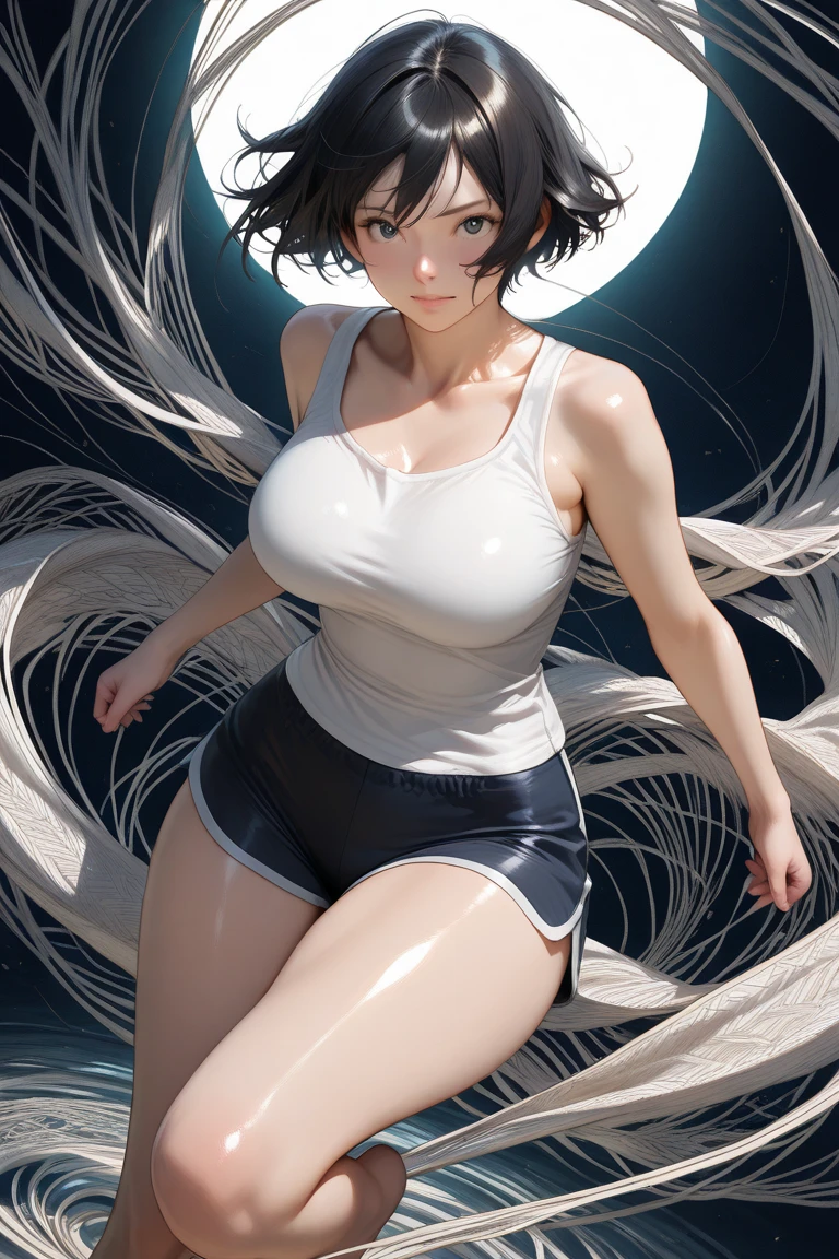 (solo), skinny girl standing in primary school, arms behind back, (very short tight brm), (thigh gap:1.2), (gym uniform), (swaying back), (show off cameltoe for viewer:1.2), (bursting huge breasts:1.2), (disproportionately huge breasts), BREAK, long (skinny legs), BREAK, school buildings in background, BREAK, nsfw, orgasm, (pussy juice), expressionless, coverd erectile nipples, (coverd erectile clitoris)