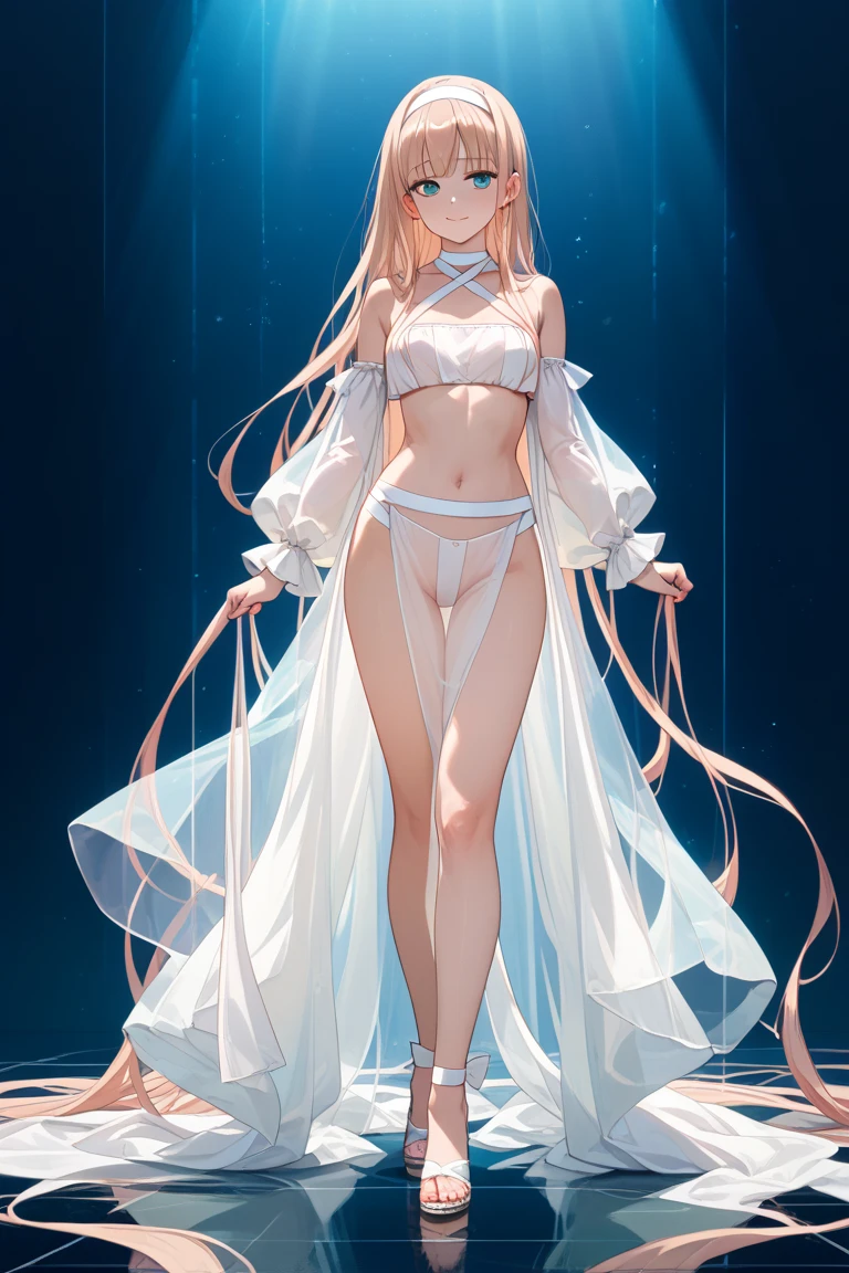 top-quality、extremely delicate and beautiful、Soio、Soio、Girl in her late teens、Englishman、((High-leg white leotard))、blonde hair、With blue-green eyes、Clear々And a beautiful girl、His facial features are elegant.、royalty、A queen、Blonde hair that grows to the waist、Facing the front、is standing、full-body view