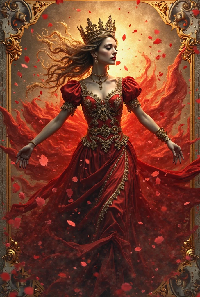 Woman body set large breasts(best quality, highres, ice skull:1.1), A girl with purple hair and a red cape, featuring a Dracula Orchid pattern. (best quality, ultra-detailed), (realistic), vibrant colors, intense lighting, lava-like texture, hauntingly beautiful composition, surreal atmosphere, contrasting dark shadows, mesmerizing glow, detailed facial features, flowing lava tendrils, fiery eyes, ethereal presence, intricate floral patterns, mysterious aura."