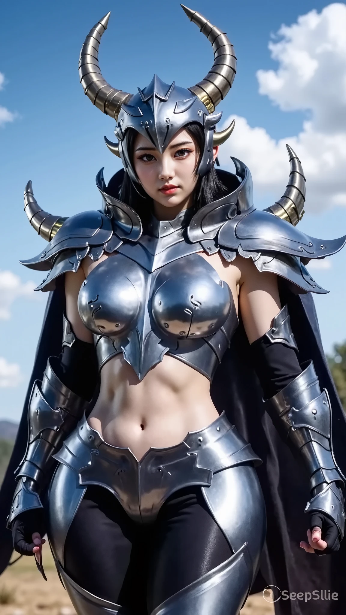 Professional , masterpiece、top-quality、photos realistic , depth of fields 、(Gemstone Blue Metal Body:1.9),(Matte Blue、Wind-effect、(cleavage of the breast)、Dragon Gold Weapon(Dragon Metal Body:1.4),Gorgeous gold weapons ,(Intimidating look)、Mystical expression、(( Dragon's dense and gorgeous sword)) , Ultimate Beauty 、((Blue hair))、(Castle background)、The dragon、((Gangle's forest background))、Beautiful Caucasian beauty、(1a person)、dynamic ungle,(((Details of the two demon horns on the head)))、Smaller head、A smile、Castle background、Thin and beautiful female hands、cleavage of the breast、Soldier in iron armor on background、Mystical expression、Light Effects、Wind-effect、magic circles、With the legendary magic wand、(demonic wings)、(Blue hair)、(1 persons)、Battle Look、Anatomically correct body、Toostock、Toostock、