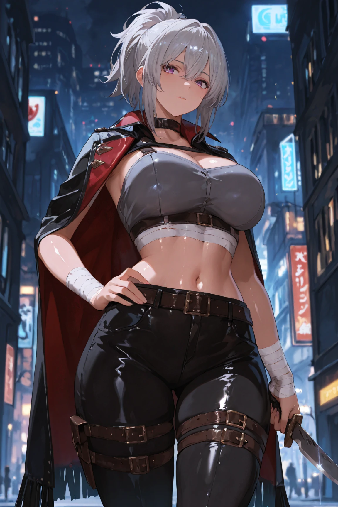 (((woman))), (((best qualityer))), (((tmasterpiece))), (((AS-Adult))), (((1girll))), ((( Bob Hairstyles ))), A 25-year-old cyberpunk gladiator with a perfect body, Shoulder pads with metal spines, Brooklyn gladiolus, (( Bob Hairstyles )), Small leather panties, Torn football team shirt, Simon Beasley, almost naked（Simon Bisley）Urban barbaric style for(heavy metal) Minimum clothing, Left arm metal protection，With complex graphics, dark red color，White stars and white and navy blue checkerboard pattern, armure, Full of tips and rivets, (((From the knee up))), Short white blonde hair, The background is Shepard Fairley（Shepard Fairey）Painted walls of complex design,standing,(large breasts),(wide hips:1.5),(Stand with your hands on your hips and your weight on one leg),(cleavage:1.5)