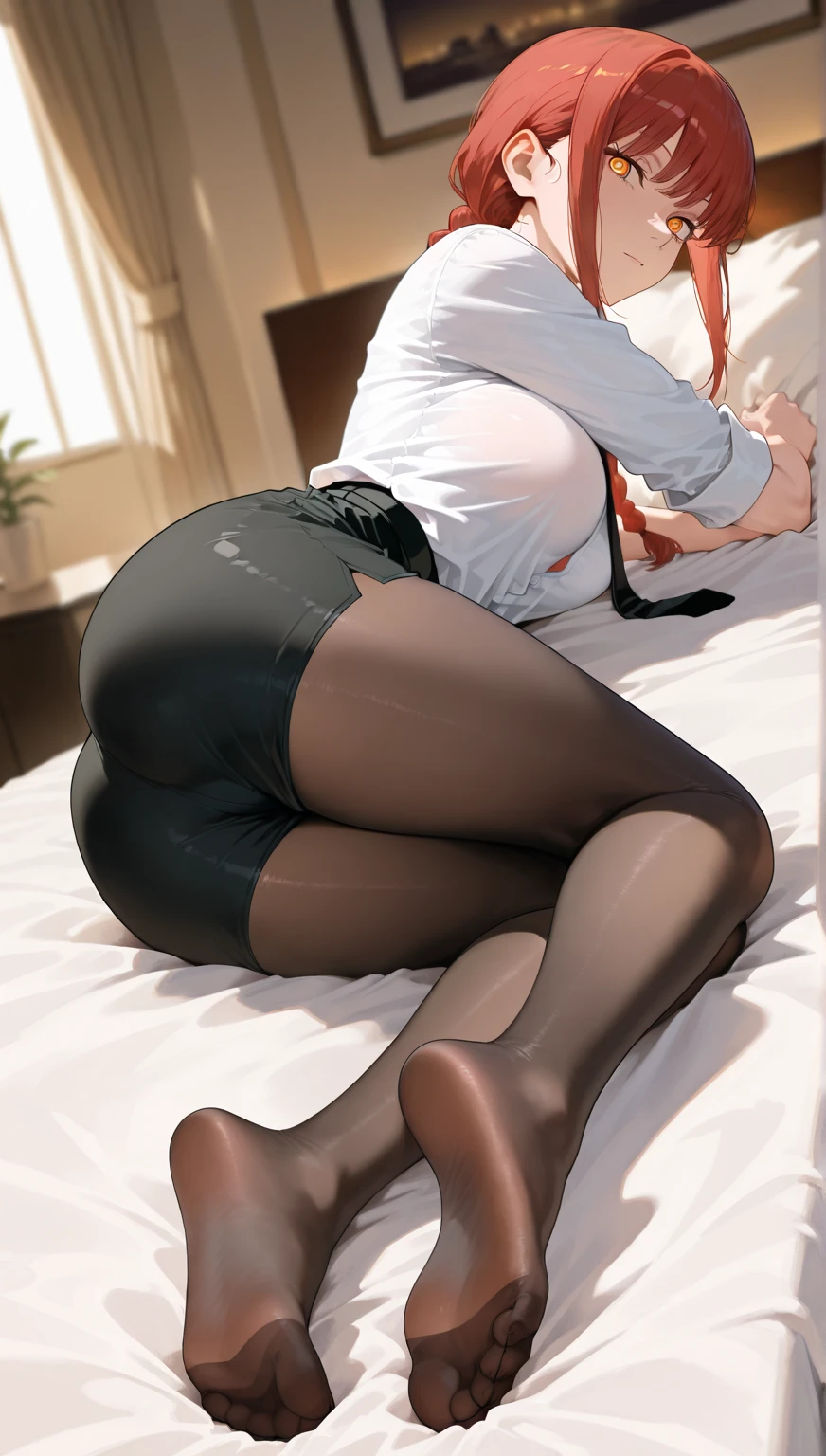 Best quality, masterpiece, ultra high res, (photorealistic:1.4), raw photo, 1girl, beautiful face, beautiful eyes, beautiful lips, big melon-sized , ((black formal office suit, black trouser)), ((thick thigh, protruding crotch, perfect proportion)), crotch emphasized, hotel background, black satin suit, crying, screaming, moaning, in pain, pleasured, nsfw, bdsm, sex with tentacles, still wearing whole black pants while having sex, hole on the crotch of black pants, creampied, cumming, whitish liquid streaming from pussy, big puddle of whitish fluid in between thighs