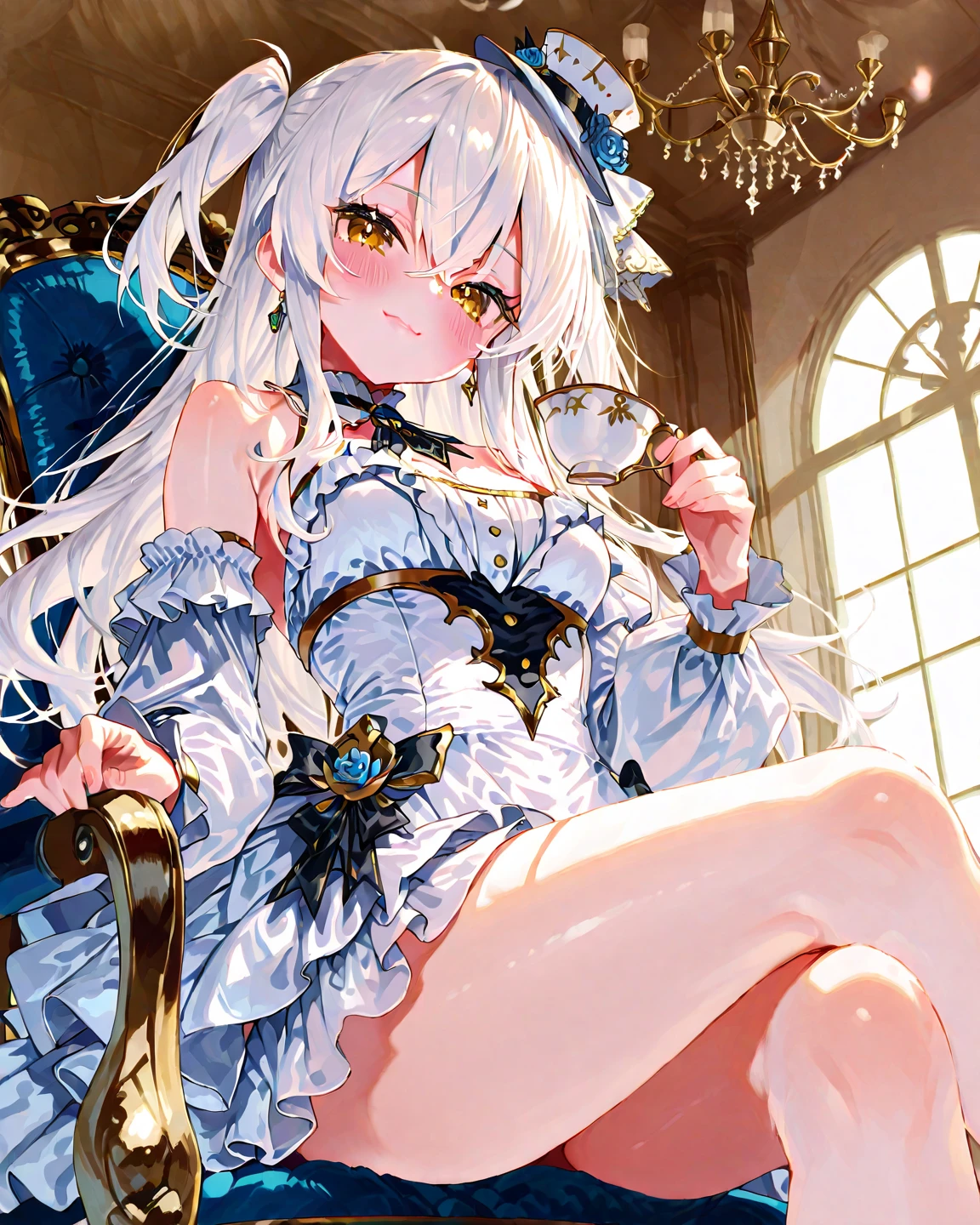 ((Top Quality, 8K,)) Anime Characters with Long White Hair and Blue Eyes, Anime Visuals of Young Women, Today's Featured Anime Stills, God of White Hair, Official Art, Cute Girl Anime Visuals, Popular Isekai Anime, Tsuaii, Marisa Drizzle, Anime Movie, TV Anime Still Isekai, Hestia, Albedo of Anime Overlord Transparency 16 years old