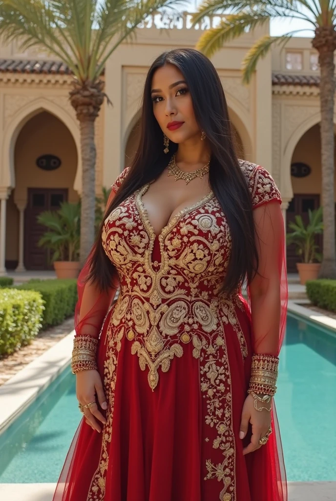 4k, high quality, nice lighting, soft lighting, realistic,  dark eyes, sexy, big breasts, thighs, wide hips, arabic dress, leg slit, muscular, toned, long flowing arabic dress, ornate, jewelry, sexy lady, thicc, thick lady, thick hips, asian, hijab, niqab, sexy pose, showing thighs