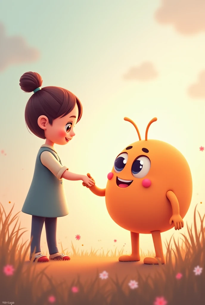 Two little girls, Mr. and Mrs. Potato, Pixar style