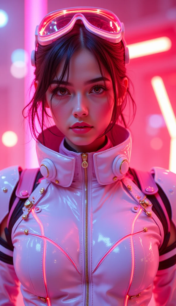 masterpiece: 1. **Choose bright neon shades**: Use rich colors, characteristic of retrofuturism, such as pink, violet, blue, orange,mint,azure,yellow. Neon shades will create a spectacular contrast and emphasize the aesthetics of the style..

2. **Create atmospheric lighting**: Use a variety of light sources, to recreate the mystical atmosphere. Scattered neon light or rays, penetrating through the haze, will add depth and mystery to the work.
3. **Draw a rockstar woman in a dynamic pose**: Picture her playing the electric guitar with great attention to detail - fingers, touching the strings, facial expression, immersion in music.
4. **Add Elements ретрофутуризма**: Instead of ordinary musical instruments, add futuristic details - an electric guitar with neon lights, Space accessories, cyberpunk elements.
5. **Emphasize the retrowave and synthwave style in detail**: Add Elements, characteristic of these musical styles, such as laser beams, geometric patterns, symbols of the 80s.
6. **Use geometric shapes and lines**: Ретрофутуристический стиль часто включает в себя geometric patterns, smooth lines and abstract shapes. Experiment with composition, to create a dynamic and exciting image.
7. **Don't forget about the details**: Add elements to your environment, which will help create an atmosphere. You can use vintage furniture, palm trees, space landscapes or even spaceships in the background.
8. **Give priority to your mood**: Focus on conveying emotions and mood through colors, lighting and character gestures. Let the viewer feel the vibrations of the music and the atmosphere of the game setting.

