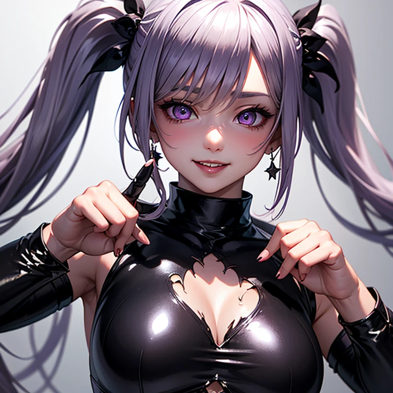 1girl,baiyi,large breasts,red lips,smile,ponytail,realistic