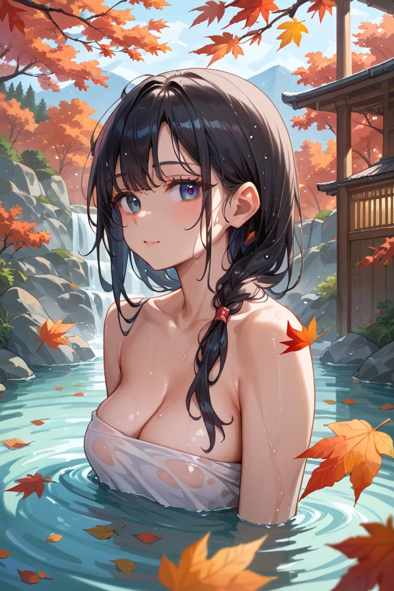 no upper floor; A beautiful Burmese woman in a long skirt takes a relaxing bath by the river. I took a shower and my whole body was wet. No top, but my breasts were covered with a long skirt
