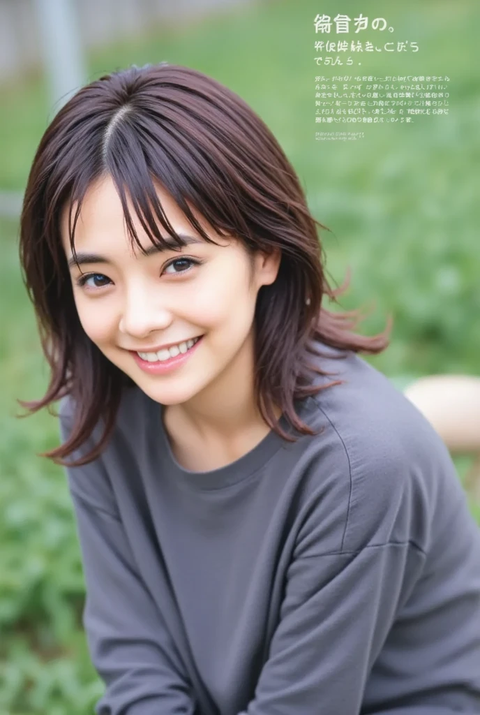 highest quality, masterpiece, Ultra-high resolution,8k, (Realistic:1.6), (Facing portraits) RAW Photos, 1 girl,(I'm showing my teeth and smiling)), 22 years old,((Beautiful feet)),((Miniskirt Uniform)),((short hair)),((Wear a bandana on your head)),((Looking up at the audience)),Face Focus:1.4,((Simple solid color background)), Image Media Chest)),((Smiling with teeth showing)),