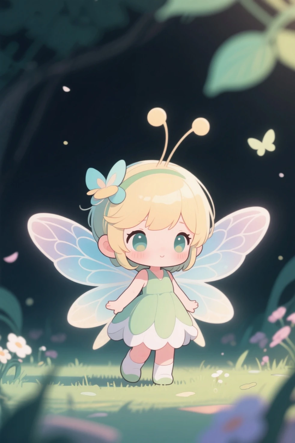 Hand Fairy, rosa, Palm size, Little Fairies, scary face, mini girl, attractive, delicate rose petals, female hands neatly, shiny transparent wings, Shy facial expression, small figure and chibi, soft and warm light, wildflower field, high quality digital art, fantasy style, anime illustration, 2d, , studio lighting, lived 