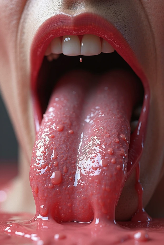 make a mouth dripping with cum