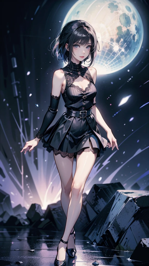 (highest quality,4k,High resolution,masterpiece:1.2), realistic, anime style, 1 girl,  (((most beautiful girl ever))), (((stylish glasses))), lips in love, skull fashion、dreamy atmosphere, cosmic phenomenon, dancing stars, huge colorful rainbow, Bright colors, colorful sky, fluffy clouds, epic scene, fantasy, Magic, awe-inspiring, 超realistic, anime wallpaper