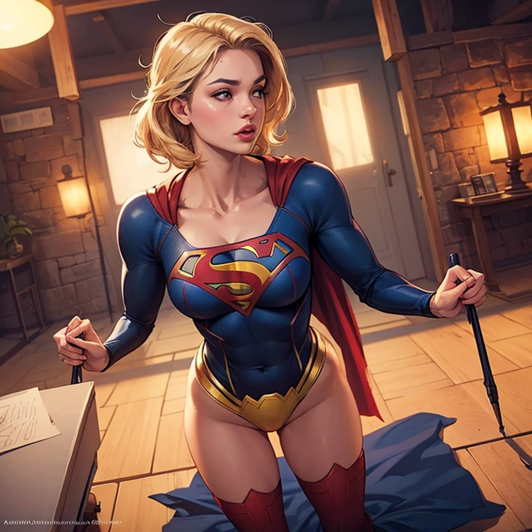 ((She's in a stone cell)), (((Uniforme detalhado da Supergirl))), (She's wearing stiletto high heels) ((Your blouse is tattered, Your mesh is tattered, your uniform is tattered, seu traje esta esfarrapado, your clothes are tattered)), ((SUPERHEROINE SUPERGIRL HALF SQUAT)), ((vagabunda, prostituta, vadia)) She's sweaty all over her body. She's screaming in terror, She's terrified, She's crying a lot. ((ela tem cabelo preto, ela tem cabelo longo)), ((She's wearing a Fishnet garter belt)), ((Wearing a thick metal necklace around the neck )) She screams and begs for mercy, Ela cai no choro. Wearing a thick metal necklace around the neck with a chain. Usando maquiagem pesada no rosto. (Your clothes are immoral, your clothes are indecent). Shibari, arms behind back:1.4), (hands on back), (obra-prima, melhor qualidade) 1.5, 1girl, sozinho, (sexy, mulher bonita, rosto perfeito, olhos perfeitos) corpo inteiro, (Shibari, arms behind back:1.4), (hands on back), ((cabelos loiros)). ((High Definition Face)).