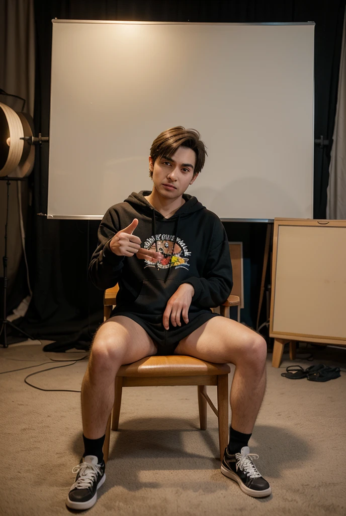 Boy 10 - 11 years wear very short crop top hoodie, he sits on the bed, very short crop top hoodie, boy 10 - 11 years, he's  wear black underpants, very short crop top hoodie, black underpants, boy, 10 - 11 years, he's barefoot, barefoot 