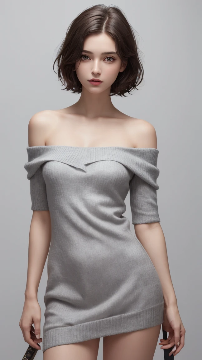 Boy's chest、Body like a woman、Beautiful face like a woman、Large bulging crotch、Body without breasts、 body without muscle、Very flat、very flat chest、very thin breasts、thin breasts without very bulge,、Beautiful boy with a slender body、Slim body、constricted hips、lithe body、Women's men、Beautiful boy with bob hair、Beautiful boy、Beautiful boy、In the street、hairarmpits、makeup、Stand in an off-the-shoulder knitted dress and mini flared skirt
