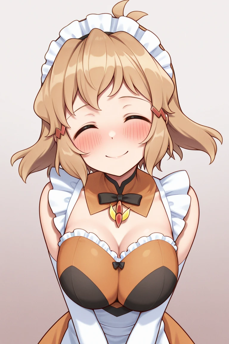 Huge boobㄴ, 1girl,smile, long ??????, small one white flower in head,side bun hair,brown eye,bangs,yellow hair,magic girl clothe,whole body,white background,short hair, sexpose