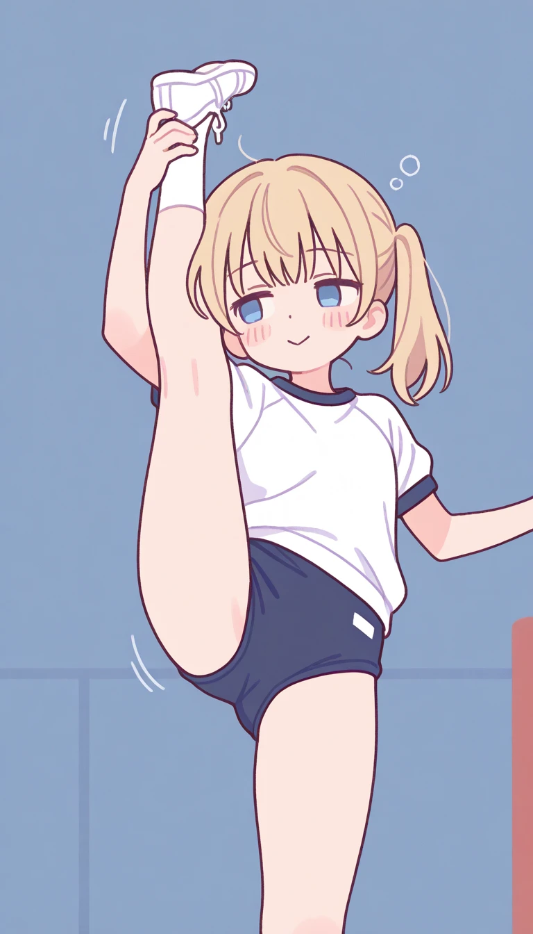 (((((whole body)))))、Youmu, Very cute gym clothes 、smile,、Cowboy Shot、 standing on one leg ,leg_lift,standing_split、barefoot、