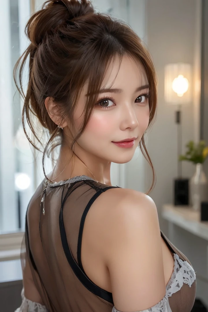 Beautiful woman,body portrait、8K,thin and beautiful eyes,Dindal effect、masterpiece, 最high quality, high quality, High resolution、very detailed photos、(natural skin texture、fine skin、hyper realism、Super sharpness)、high detail skin、(very detailed、fine skin texture、intricate details、beautiful face、(lifelike face)、realistic eyes、beautiful and detailed eyes、ponytail、real looking skin、beautiful skin、big breasts、G cup、glamorous、shiny skin、oily skin、micro bikini wear,Take a shower in the bathroom、surreal、very detailed、golden ratio、with smiling eyes、((night moonlight background))、body portrait