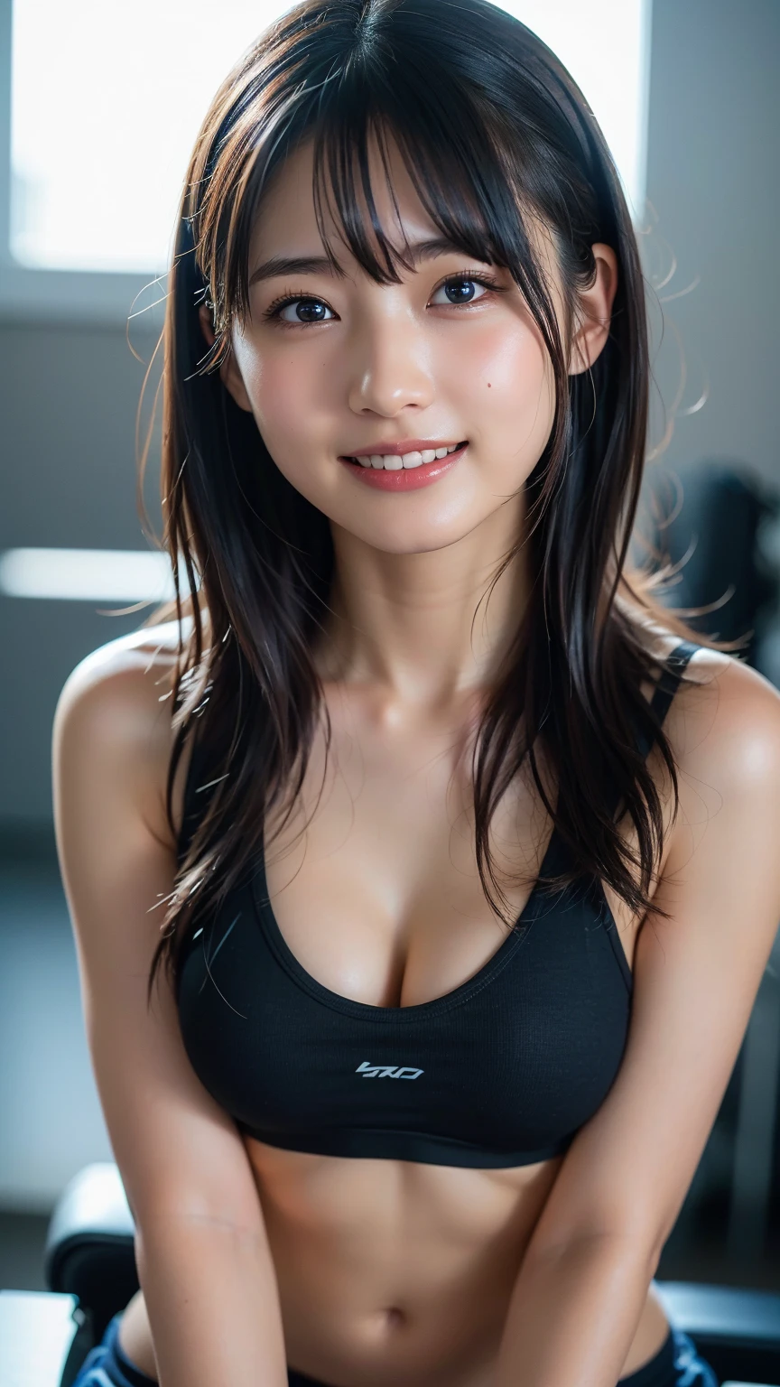((Masterpiece，Highest quality，Ultra-high resolution))，((極めてdetailed，超detailed))，Japanese，Idol，slim，Large Breasts，Narrow waist，Gym Wear，spats，((スポーツジムで汗を流し汗で濡れたGym Wearを着たIdol達の姿))，(Sweaty skin，汗で濡れたGym Wear，Realistic)， 4k Realistic, Soft lighting, detailed, Real Full HD