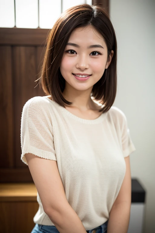 very cute and beautiful girl,(Very detailed美しい顔),(Pink leotard:1.2),Sleeveless,(Captivating smile:1.2),blush,((Bob Hair:1.2)).Black Hair,View your viewers, (Highest quality,masterpiece),Absurd,High resolution,Very detailedな,Very detailed,32K,8k resolution, Intricate details,Movie Scenes,Detailed Background,alone,Dynamic Angle,Cowboy Shot,