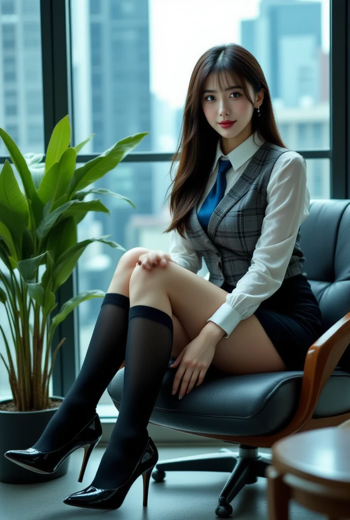 Ala Fed woman sitting on desk, graceful legs, long thin legs, thigh and skirt, long legs, standing in class, very beautiful slim legs, very beautiful long slim legs, sitting on desk, office clothes, nice legs, good waist and long legs, beautiful legs, surreal schoolgirl, cleavage, big, round breasts forward, legs spread