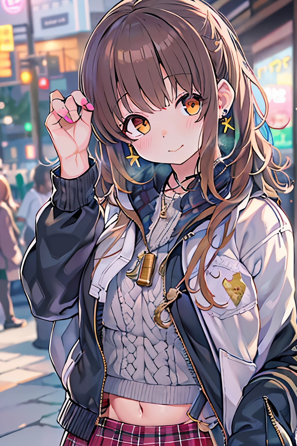 wearing an otter hoodie, masterpiece, Best Quality, a girl, solo, BREAK, spread five fingers, Furry, (fantastic and mysterious), amusement park, smiling,