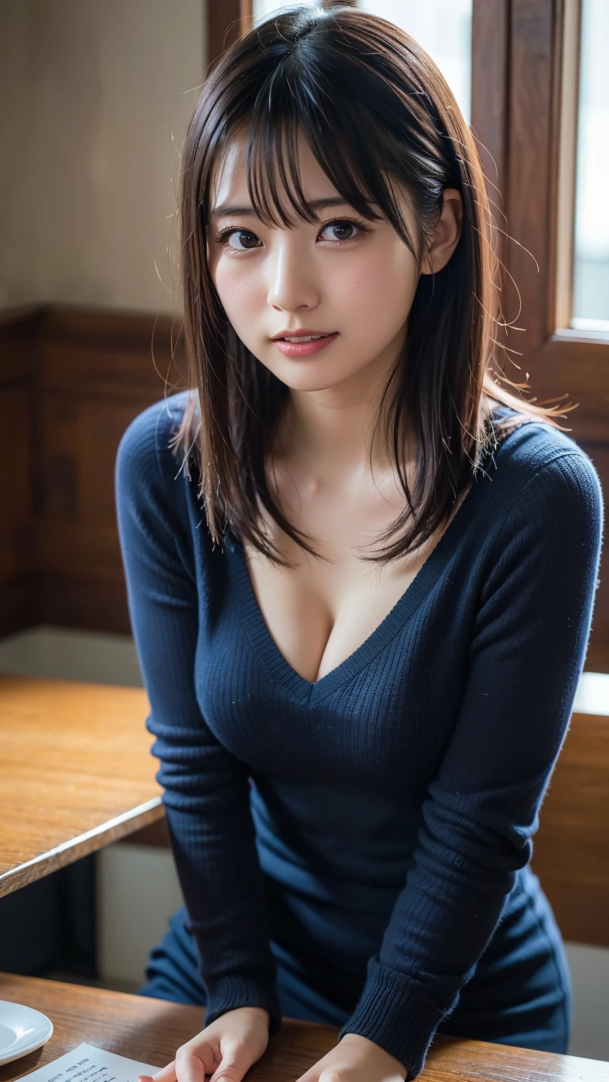 (8K、top-quality、masterpiece:1.2)、(reallistic、フォトreallistic:1.2)(ultra-detailliert、hight resolution)Mastepia, Best Quality, japanaese girl,1girl in, 8K, Raw photo, top-notch quality, Mastepia, nffsw:1.2, exceptionally detailed RAW color photo, professional-grade photograph, (Realistic, フォトreallisticです:1.37), (highly detailedskin:1.2), 超hight resolutionな, (lenz 50mm), Exquisitely Detailed Eyes,Staring at the viewer,Romper、With 1 girl (There are many elderly people:1.4), Beautiful face, kawaii,(Smile:1.05),(35 year old, wide-hips,Straight hair, (Short hair), Black eyes, white fine skin,small mouth, high cheekbones (Definition),Suits、top-quality:1.3), (Ultra detailed 8K cg:1.2), (ハイパーreallistic:1.35), (フォトreallisticです:1.45), (Realistic:1.4), Cowboy Shot,1 beautiful Japanese girl, , (sitting on the desk:1.1), (Female Teacher Figure:1.4), (The background is a school classroom with many students...:1.1、),