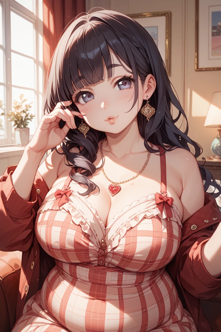 (((masterpiece, best quality))), (((superior quality))), cute girl, ((extremely detailed girl)), ((huge breasts)), (yukata), (bare shoulders), strapless top, slight smile, sexy bra