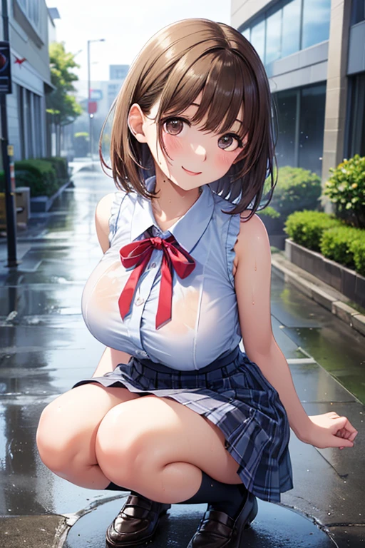 (masterpiece:1.2, highest quality), (realistic, photorealistic:1.4), beautiful illustrations, (movie lighting), Depth of written boundary, looking at the viewer, Front view, 1 girl, Asian, 15 years old, ((bob hair)), perfect face, Cute symmetrical face, shiny skin, asymmetrical bangs, Big eyes, shaved pussy, Anatomically perfect body, long eyelashes, thin, beautiful hair, beautiful face, fine and beautiful eyes, beautiful clavicle, beautiful body, beautiful breasts, beautiful thighs, beautiful feet, beautiful fingers, ((school uniform )), (vaginal sex:1.5), (beautiful scenery), Outdoor Exposure, droopy eye, (cum in pussy:1.5), sex, erotic, A hairless pussy, hetero, Phimosis, Inserting a penis into a pussy, (smile, Upper grade, Pink nipples)