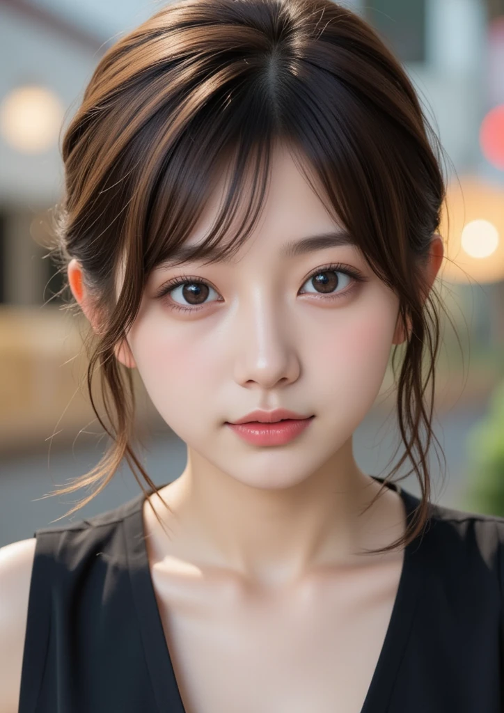 A front-on photo of an idol with such beautiful image quality and realistic skin texture that it's hard to tell it's an AI image.