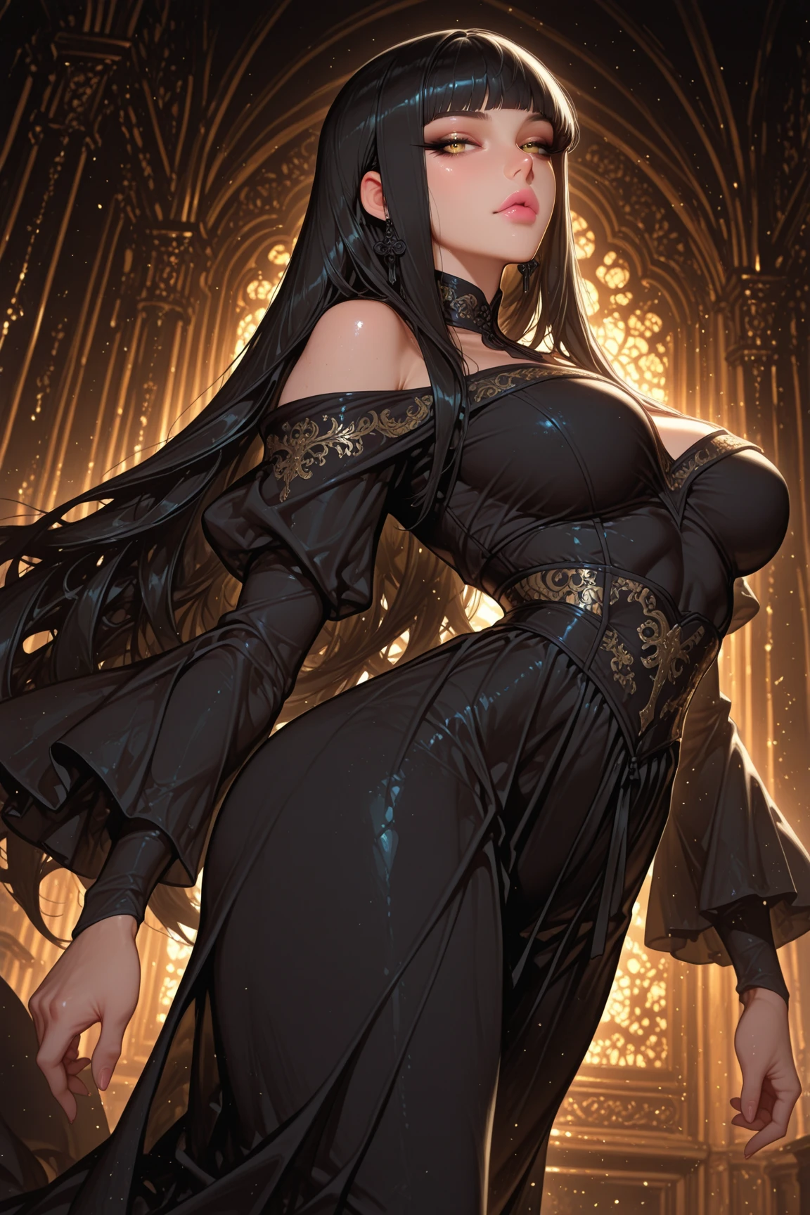 Analog style, ((intricate details)), full torso shot, cold light, beautiful legs, standing (pale gothic evil princess), (black hair), (intricate), ((bony light onyx dress)), (complex jagged obsidian crown), smooth thighs, perfect female body, dynamic pose, wind blown hair, perfect face, (realistic eyes), round irises, (((red eyes)) ), perfect eye, intricate, intricate, Helios 44-2, swirly bokeh, trend on artstation, sharp focus, studio photo, intricate detail, very detailed, sharp, dnd portrait, (cloth surface oil painting), perfect lighting, masterpiece, detailed background, portraits of artgerm and greg rutkowski, film lighting, 8k