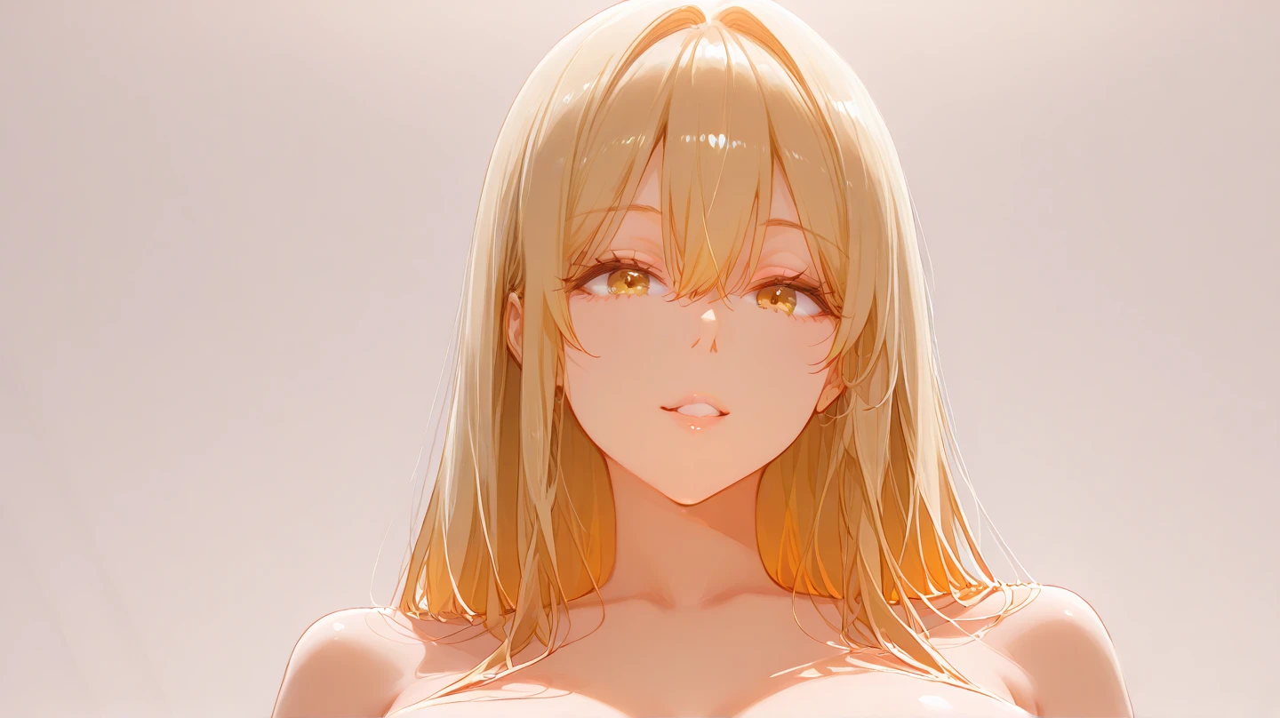 There was a girl with glowing skin， sexyposture，best quality，Masterpiece artwork，（photorrealistic：1.4），breast enlargement,reality,offcial art,8 k quality,super verbose,Leather with fine details,Film Angle,cinematic textures,film lighting,tabletop,The highest image quality,1 girl,Red lips,Messy hair,((breasts small))，below the bust,1 ,long hair,Upper limbs, hair blonde, (yellow  eyes), red horns, (restroom), standing, (no panties naked 