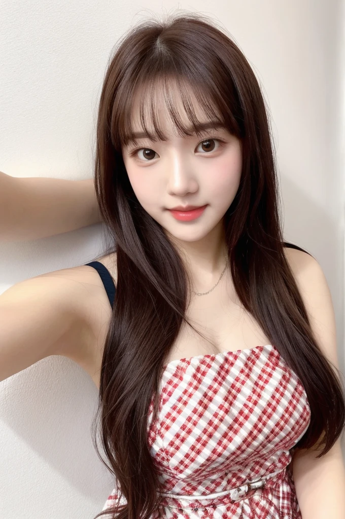 one person、15 years old、Full body photo、slender、woman、White drool coming out of the mouth、smile、Twin tails、 Fair skin, messy hair, super cute、Soft and Face、8K resolution、Surreal、Ultra high definition、 A-cup small breasts((Highest resolution、8k、masterpiece:1.3))、Ultra-fine face、Ultra Fine Lips、Beautiful Eyes、double eyelid,Light blue wall、Yellow bandeau dress:1.1、Thighs、thin,Thighs are visible、Shapely small breasts、