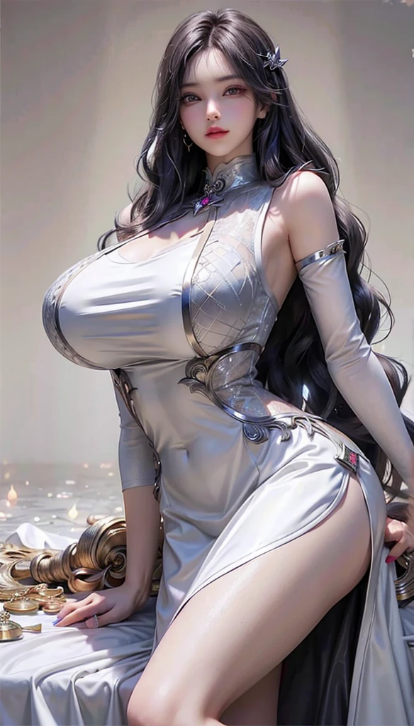 A BUSTY MILF, CLOSE UP UPPER BODY,SOLO,(BEAUTY BLACK HAIR, GOLD DRAGON HORN), (MASSIVE FAKE BOOBIES,CLEAVAGE TOP,MUSCULAR ABS:1.5), ((WEARING OUTFIT LED PURPLE, WHITE SNINY) CYBERPUNK GIRL BIKINI ARMOR:1.5)),(CURVY VOLUPTUOUS BODY SHAPE:1.5), (SWEATY GLOSSY BODYSKIN:1.5), (LOOKING AT VIEWER:1.6), (BACKGROUND FUTURISTIC SPACE STATION:1), (PHOTOREALSITIC:1.4), (ULTRA-DETAILLIERT), (TOP-QUALITY), (BEST SHADOWS), BRIGHT LIGHT IN ROOM, HYPER TEXTURE, (4X MSAA), ((UNREAL ENGINE 5 RENDER)), PHYSICALLY-BASED RENDERING, ULTRA HIGHT DEFINITION, 16K, 1080P.