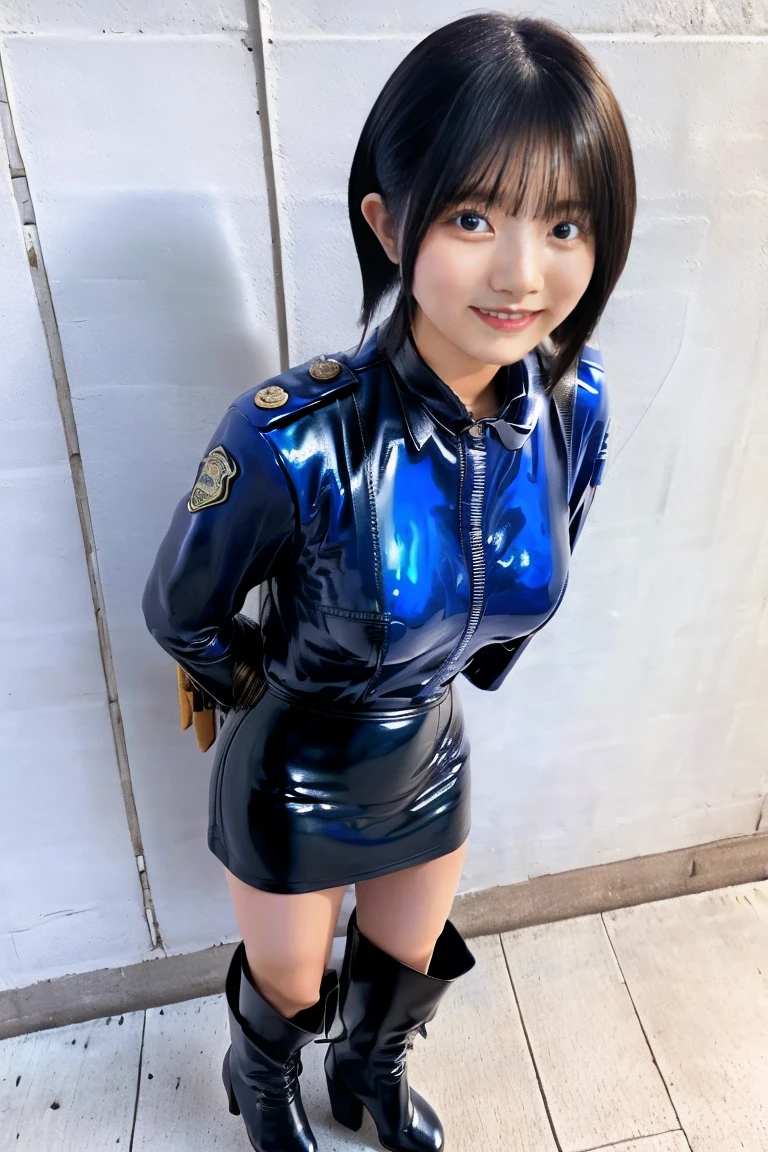 movie「resident evil」Jill Valentine from the high mountains、Jumping and shooting、Aerial photography、Falling、High angle、The background is the sky、Black Pantyhose、Sexy swimmer outfit with apron、Action sniper woman dressed as an erotic swimmer、26-year-old Carrie-Anne Moss in a spinning gunfight scene
